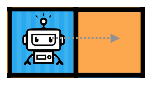 Robot sensing two color squares (one it's on top of, and one to its right)